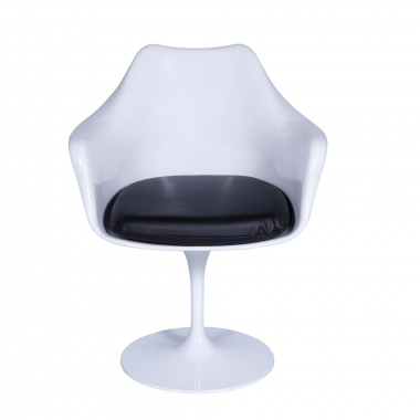 Cadeira Saarinen com braço Branca Almofada Preta
