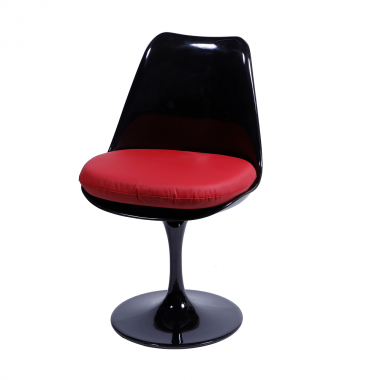 Cadeira Saarinen sem braço Preta Almofada Vermelha